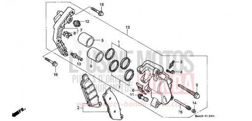 ETRIER DE FREIN AVANT (VT1100C2) VT1100C2T de 1996